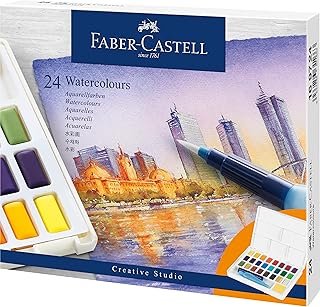 Faber-Castell set da 24 colori con pennello ad acqua e spugna