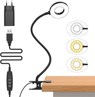 iZELL Lampada da Lettura 23 LED con Caricatore USB Lampada con Pinza-3 Colore e 10 Luminosità, Blocca 99.99% della Luce Bl...