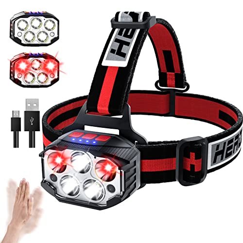 COPIC Torcia Frontale 1100 Lumen LED Ricaricabile con Sensore di Movimento, 14 Modalità con Luce Rossa, USB, 9