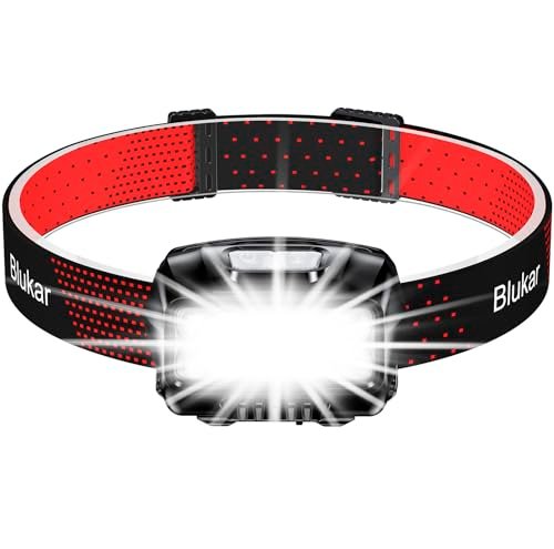 Blukar Lampada Frontale LED, Super Luminosa 2000L Torcia Frontale USB Ricaricabile con Sensore Movimento,8 Mod