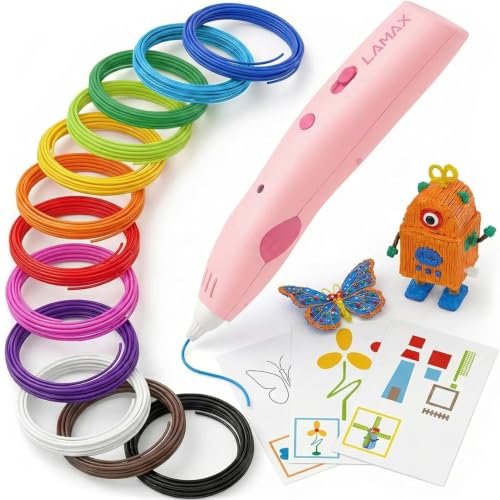 Lamax LAMAX ArtKid1 Penna 3D per bambini – Senza fili con TouchSafe, 37 m di filamento PCL in 12 colori, U