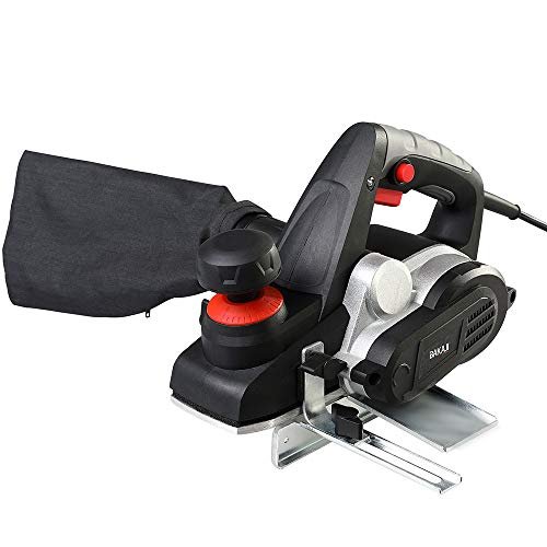BAKAJI Bakaji Pialla Elettrica Piallatrice Potenza 900W Levigatrice Pialletto Legno Velocità 16500 rpm Larghezza Taglio 82mm Profondità Regolabile 0-3 mm con Aspiratore integrato Sacco + Guida Parallela