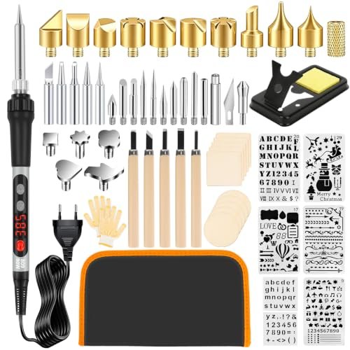 QLOUNI kit pirografia per decorare il legno, immagine reale del prodotto