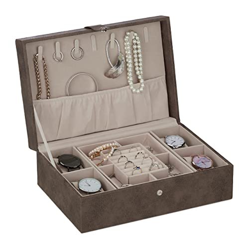 Relaxdays portagioie organizer per gioielli cofanetto grande