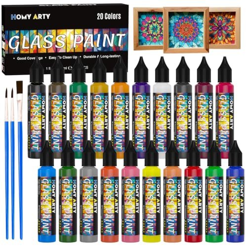 HOMY ARTY kit per pittura su vetro, immagine reale del prodotto