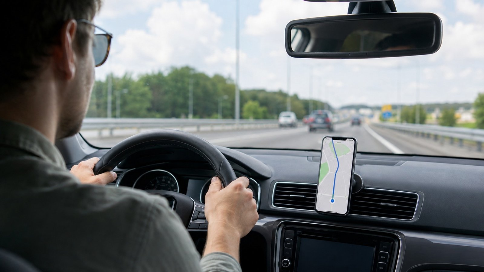 telefono fissato a un supporto magnetico auto orientabile
