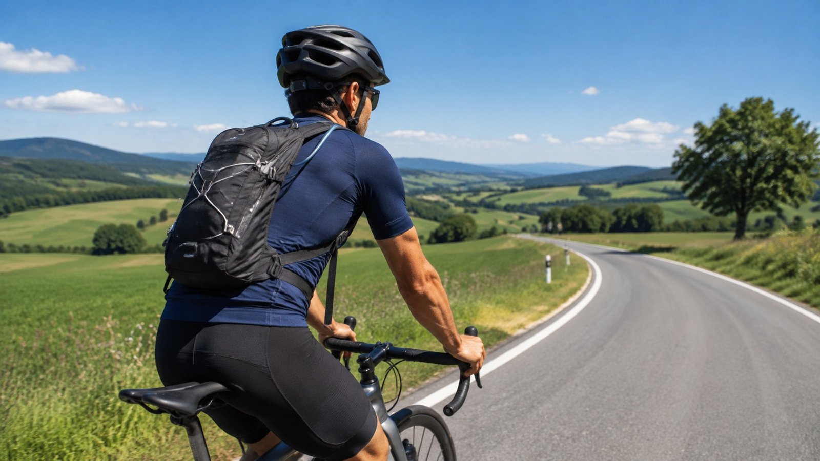 ciclista con zaino idratante leggero